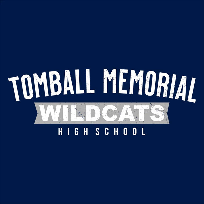 Close-up view of Tomball Memorial High School Wildcats Women's Navy Blue T-shirt 021