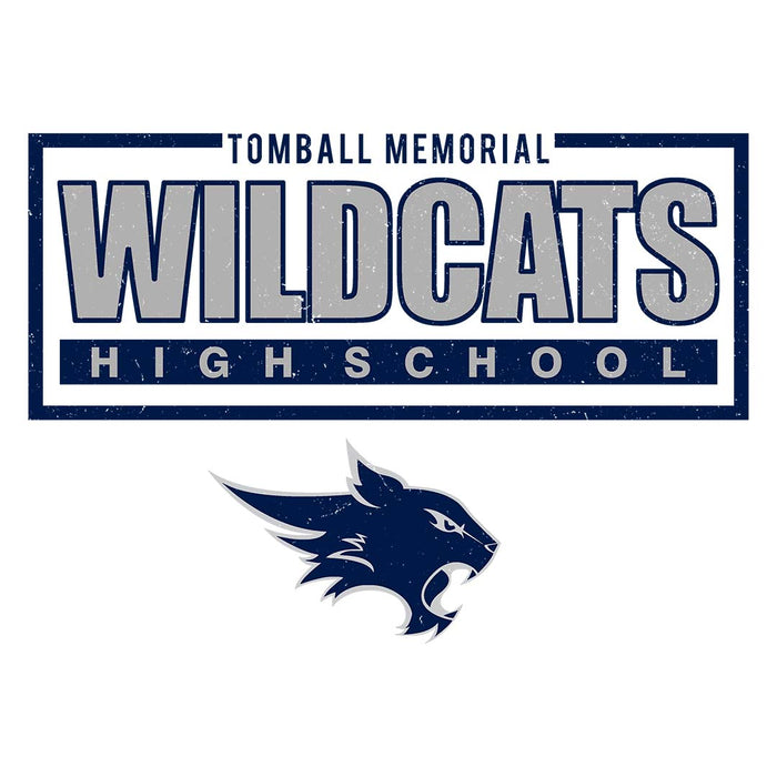 Close-up view of Tomball Memorial High School Wildcats Unisex 3/4 sleeve Raglan T-shirt 049