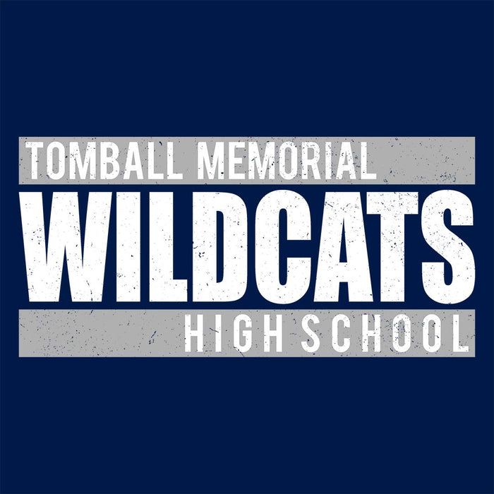 Close-up view of Tomball Memorial High School Wildcats Navy Classic Unisex T-shirt 098