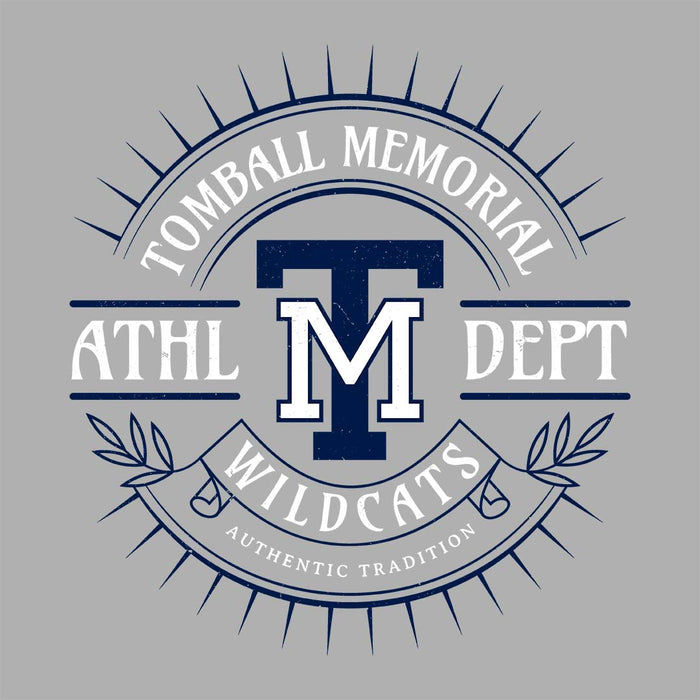 Close-up view of Tomball Memorial High School Wildcats Women's Grey T-shirt 201