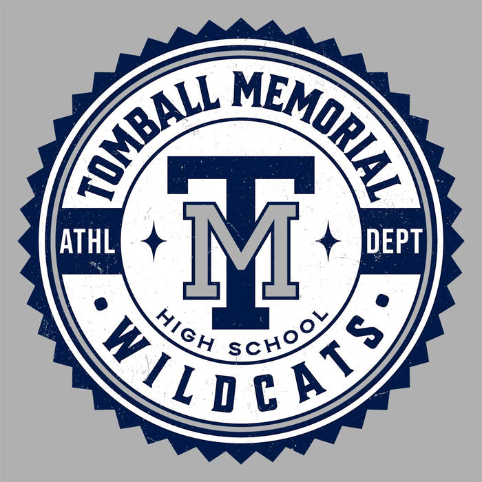 Close-up view of Tomball Memorial High School Wildcats Navy Classic Unisex Hoodie 203