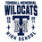 Close-up view of Tomball Memorial High School Wildcats Unisex 3/4 sleeve Raglan T-shirt 204