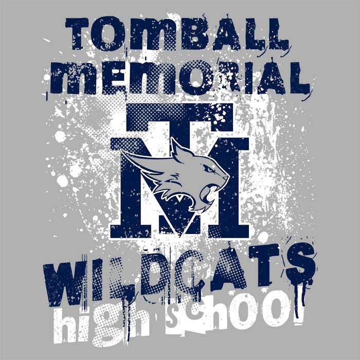 Close-up view of Tomball Memorial High School Wildcats Women's Grey T-shirt 205