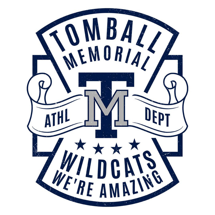 Close-up view of Tomball Memorial High School Wildcats Unisex 3/4 sleeve Raglan T-shirt 207