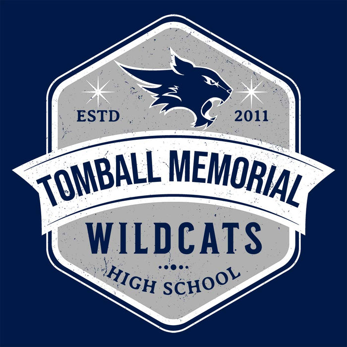 Close-up view of Tomball Memorial High School Wildcats Navy Classic Unisex Hoodie 209