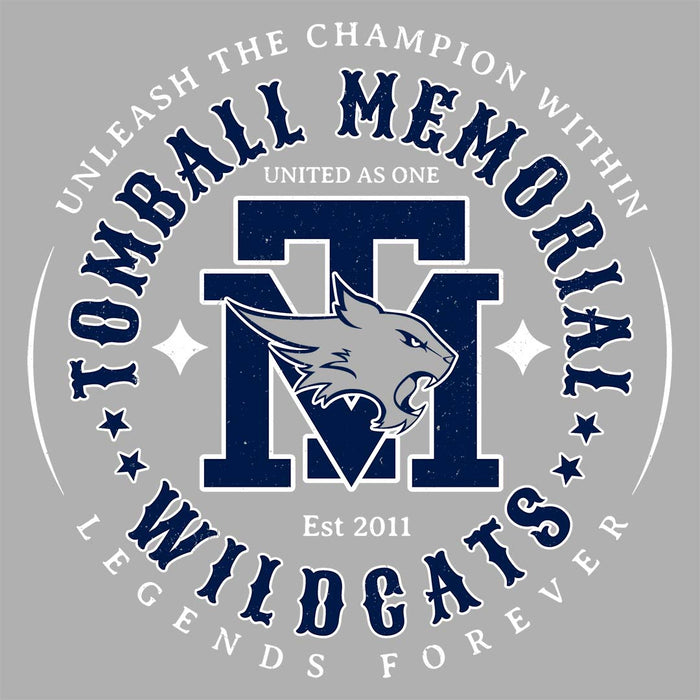 lose-up view of Tomball Memorial High School Wildcats Women's Grey T-shirt 214