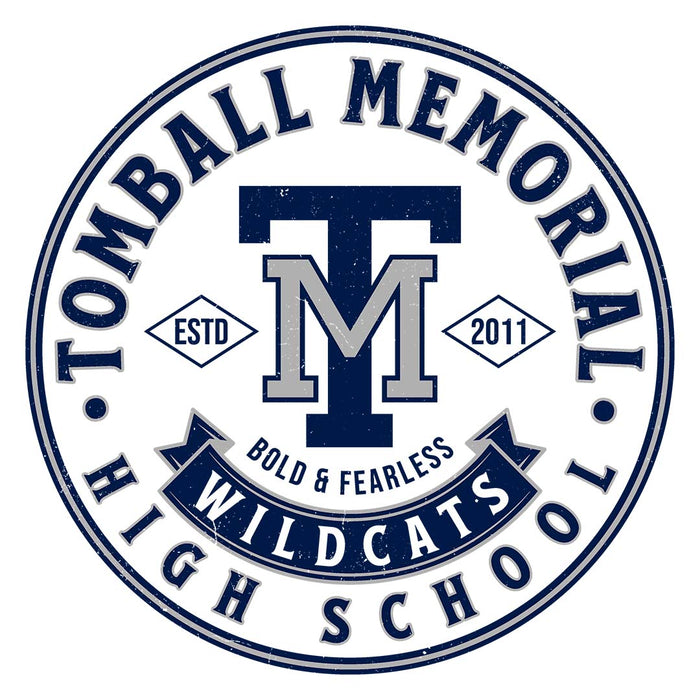 Close-up view of Tomball Memorial High School Wildcats Unisex 3/4 sleeve Raglan T-shirt 215