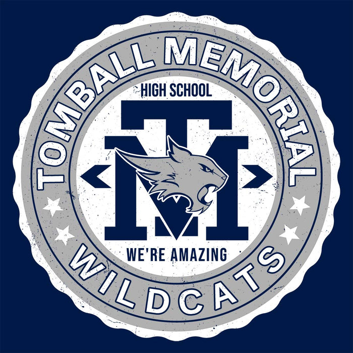 Close-up view of Tomball Memorial High School Wildcats Navy Classic Unisex Hoodie 216