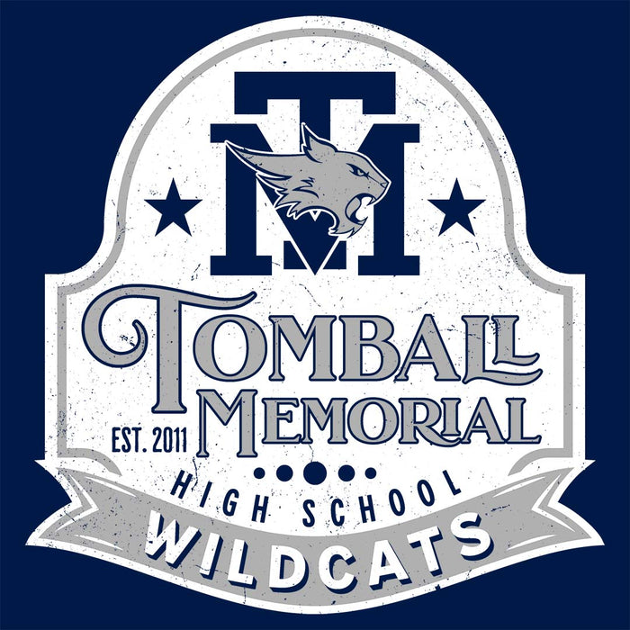 Close-up view of Tomball Memorial High School Wildcats Navy Classic Unisex Hoodie 219