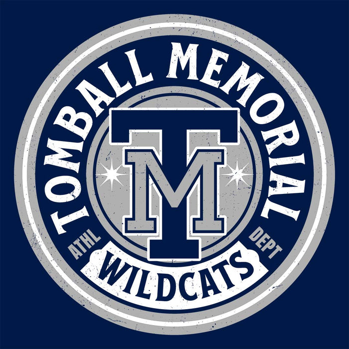 Close-up view of Tomball Memorial High School Wildcats Women's Navy Blue T-shirt 220