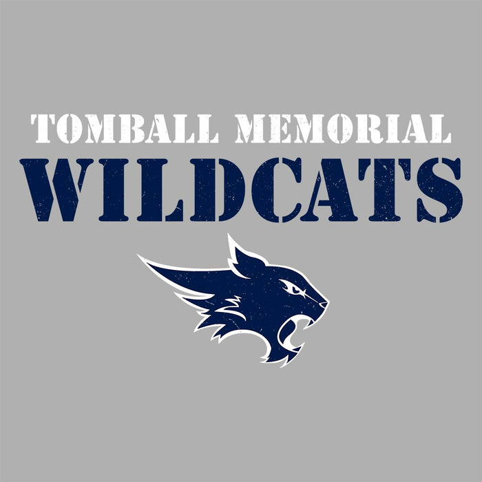 Close-up view of Tomball Memorial High School Wildcats Grey Classic Unisex T-shirt 222