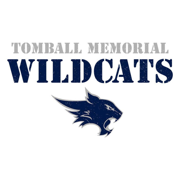 Close-up view of Tomball Memorial High School Wildcats Unisex 3/4 sleeve Raglan T-shirt 222