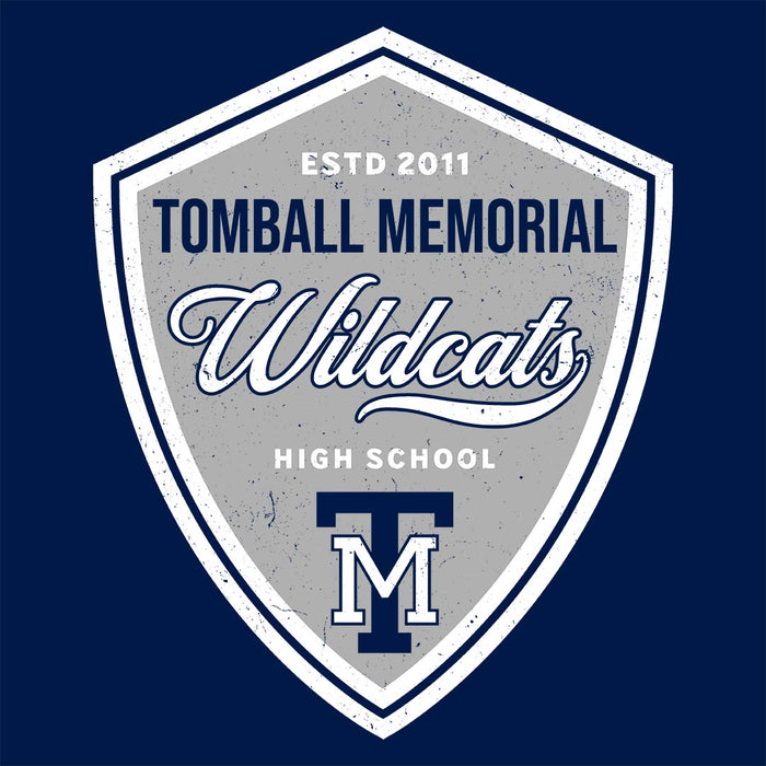 Close-up view of Tomball Memorial High School Wildcats Navy Classic Unisex T-shirt 225