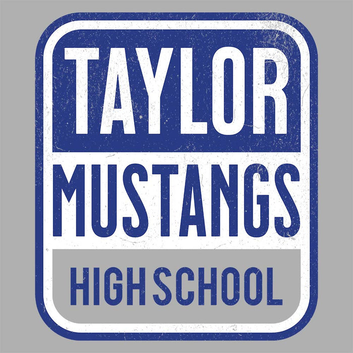 Close-up view of Taylor High School Mustangs Grey Classic Unisex T-shirt 001