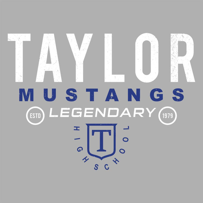 Close-up view of Taylor High School Mustangs Women's Grey T-shirt 003