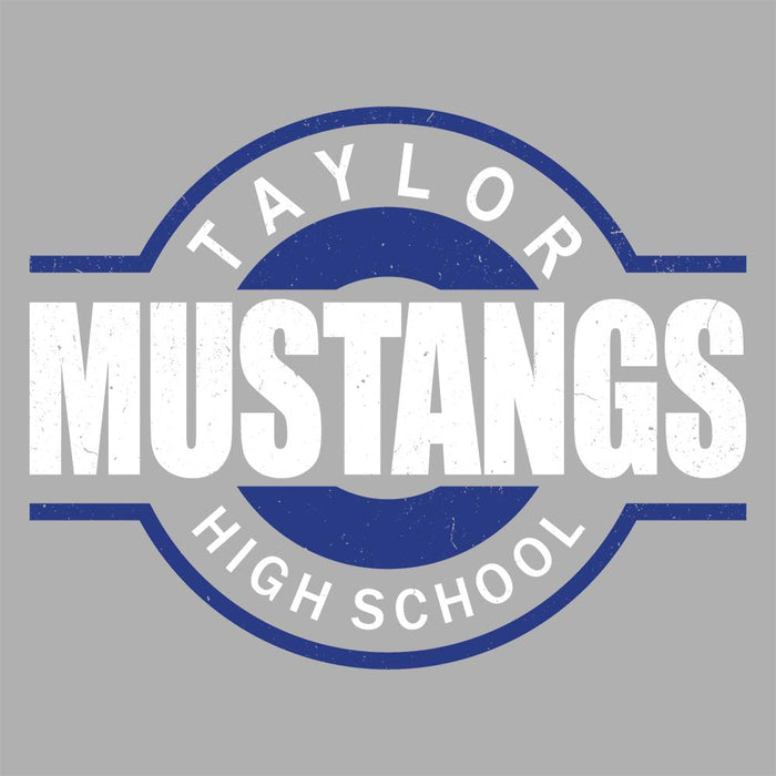 Close-up view of Taylor High School Mustangs Women's Grey T-shirt 011