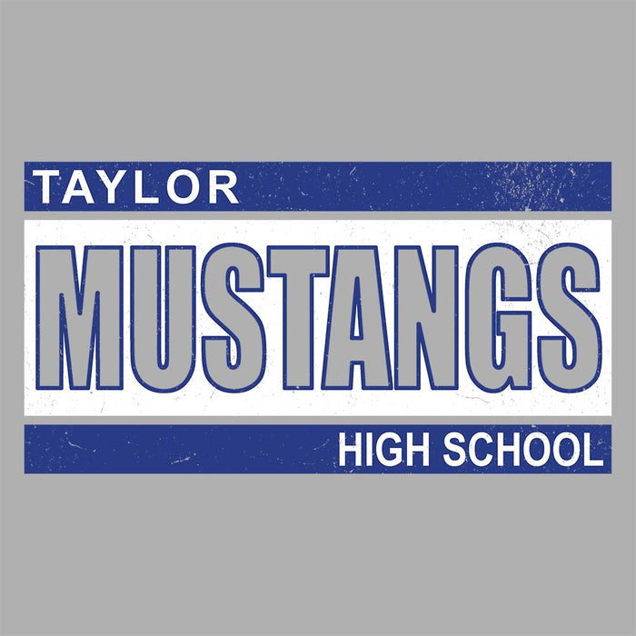 Close-up view of Taylor High School Mustangs Women's Grey T-shirt 098