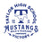 Close-up view of Taylor High School Mustangs Unisex 3/4 sleeve Raglan T-shirt 206