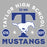 Close-up view of Taylor High School Mustangs Grey Classic Unisex T-shirt 208