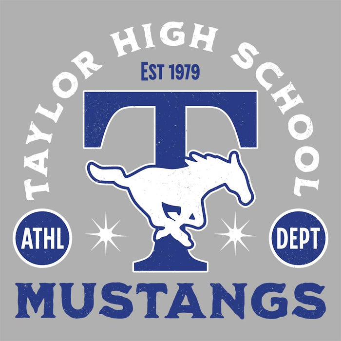 Close-up view of Taylor High School Mustangs Women's Grey T-shirt 208