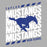 Close-up view of Taylor High School Mustangs Unisex 3/4 sleeve Raglan T-shirt 223