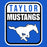 A square graphic with a distressed vintage look featuring the text 'TAYLOR MUSTANGS' in blue and white, with a white mustang silhouette on a blue background inside a rounded white-bordered black frame, set against a solid blue backdrop. Taylor High School Mustangs Royal Blue Classic Unisex T-shirt 001