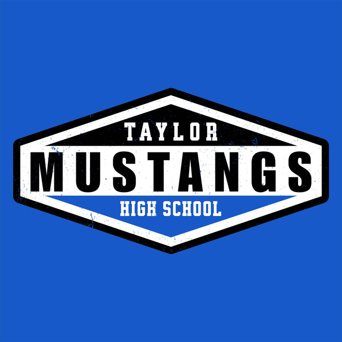 Close-up view of Taylor High School Mustangs Women's Royal Blue SoftStyle T-shirt 009