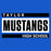 Close-up view of Taylor High School Mustangs Women's Royal Blue SoftStyle T-shirt 098