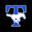 A blue and white distressed graphic featuring a large letter T with a running horse silhouette integrated into it, centered on a black background. Taylor High School Mustangs Black Classic Unisex T-shirt 200