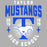 A graphic design for a Taylor Mustangs high school print, featuring a large blue and white distressed logo with a mustang silhouette on a gray background. Taylor High School Mustangs Grey Classic Unisex T-shirt 204