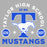 A graphic design featuring a large blue letter T with a white mustang silhouette in the center, surrounded by the words 'TAYLOR HIGH SCHOOL' in white and 'Mustangs' in blue at the bottom. The design includes 'Est 1979' at the top and circular badges reading 'ATHL' and 'DEPT' on a light gray background. Taylor High School Mustangs Grey Classic Unisex T-shirt 208