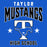 Close-up view of Taylor High School Mustangs Women's Royal Blue SoftStyle T-shirt 213