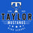 Close-up view of Taylor High School Mustangs Women's Royal Blue SoftStyle T-shirt 217