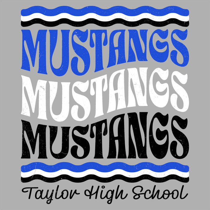 Close-up view of Taylor High School Mustangs Grey Classic Unisex T-shirt 227