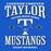 Close-up view of Taylor High School Mustangs Women's Royal Blue SoftStyle T-shirt 230