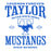 Close-up view of Taylor High School Mustangs Unisex 3/4 sleeve Raglan T-shirt 230
