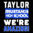 A graphic design with the text 'TAYLOR, MUSTANGS, HIGH SCHOOL, WE'RE AMAZING!' in distressed white and blue lettering on a black background. Taylor High School Mustangs Black Classic Unisex T-shirt 231