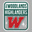 Close-up view of The Woodlands High School Highlanders Women's Sport Grey SoftStyle T-shirt 001