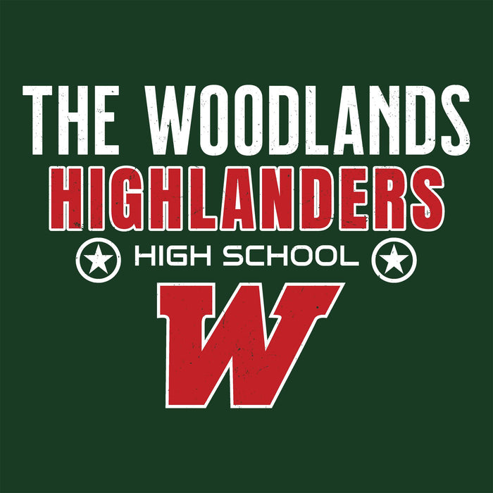 Close-up view of The Woodlands High School Highlanders Forest Green Classic Unisex T-shirt 003