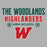 Close-up view of The Woodlands High School Highlanders Unisex 3/4 sleeve Raglan T-shirt 003