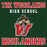 Woodlands High School Highlanders graphic on a dark green background, featuring red and white text and a mascot illustration with a sword and shield. The Woodlands High School Highlanders Forest Green Classic Unisex T-shirt 006