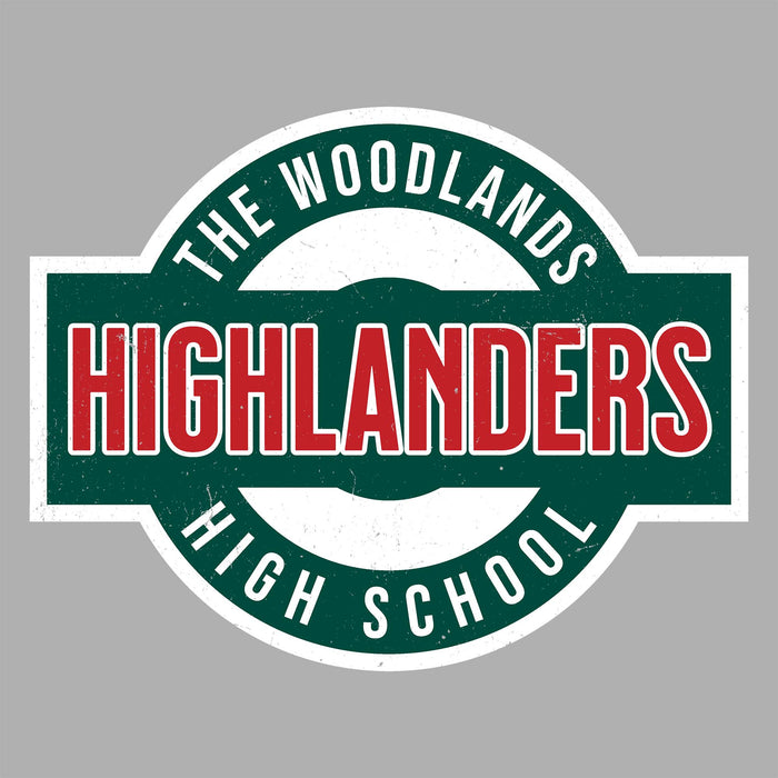 Close-up view of The Woodlands High School Highlanders Sport Grey Classic Unisex T-shirt 011