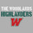Close-up view of The Woodlands High School Highlanders Women's Sport Grey SoftStyle T-shirt 017