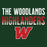Close-up view of The Woodlands High School Highlanders Forest Green Classic Unisex T-shirt 024