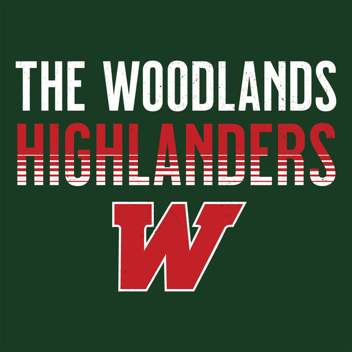 Close-up view of The Woodlands High School Highlanders Forest Green Classic Unisex T-shirt 024