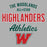 Close-up view of The Woodlands High School Highlanders Unisex 3/4 sleeve Raglan T-shirt 034