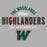 Close-up view of The Woodlands High School Highlanders Unisex 3/4 sleeve Raglan T-shirt 040