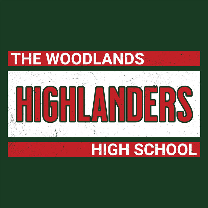 Close-up view of The Woodlands High School Highlanders Forest Green Classic Unisex T-shirt 098