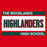 Close-up view of The Woodlands High School Highlanders Women's Red SoftStyle T-shirt 098