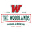 A school logo design for 'The Woodlands Highlanders High School' featuring a large distressed red and green letter 'W' above the words 'FEAR NONE', with 'THE WOODLANDS' in large green letters inside a red-bordered white banner, and 'HIGH SCHOOL' in red below. The Woodlands High School Highlanders Unisex 3/4 sleeve Raglan T-shirt 202